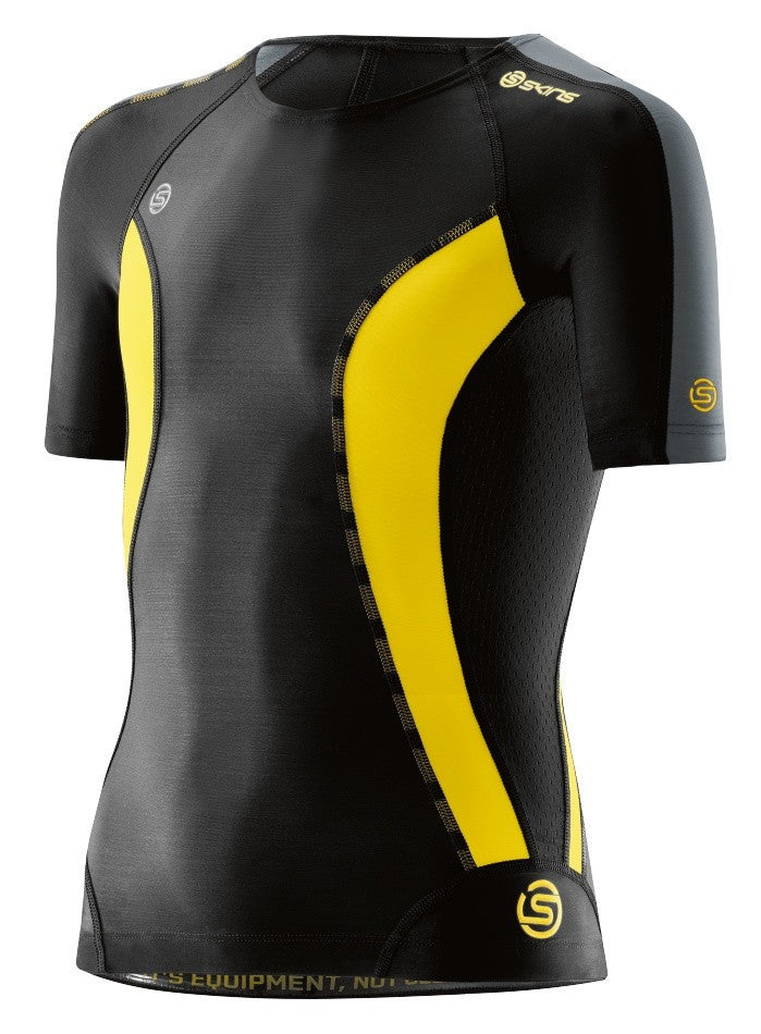 SKINS A200 Long Sleeve Compression Top - Youth - Black/Yellow